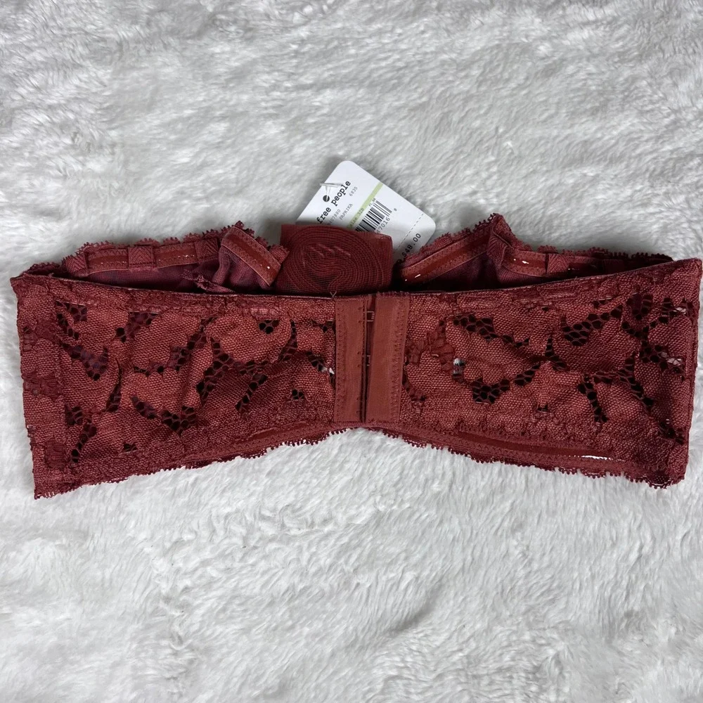 Free People Women's Love Letters Lace Bandeau‎ Bra Paprika Red 32B OB407880 NWT